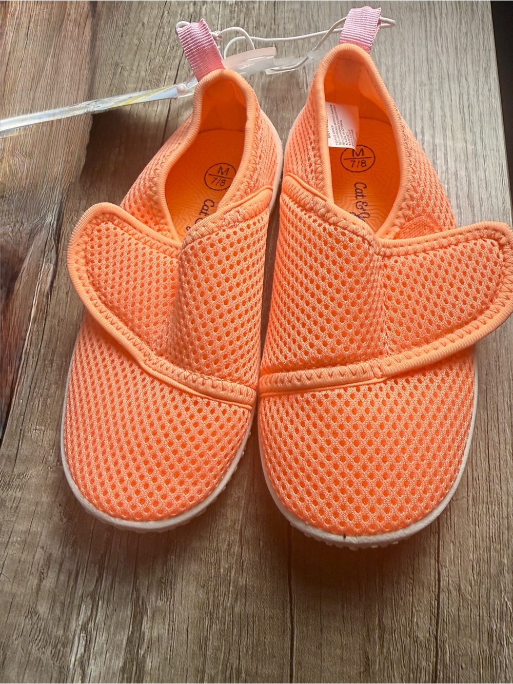 Kids Orange Mesh Hook-and-Loop Shoes